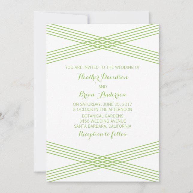 Invitation Green Modern Deco Wedding (Devant)