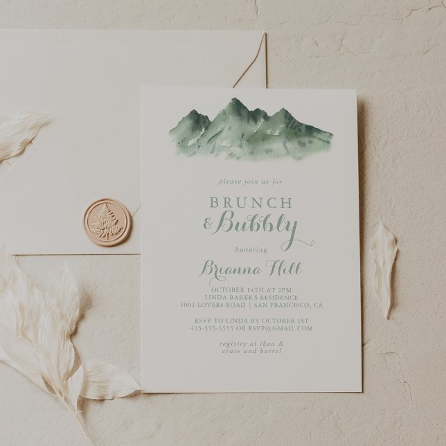 Invitation Green Mountain Brunch et Bubbly Fête des mariées (Créateur téléchargé)