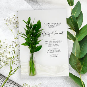 Invitation Green on White Engagement Party