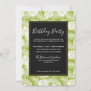 Invitation Green Palm Feuille Rainforest Motif Anniversaire