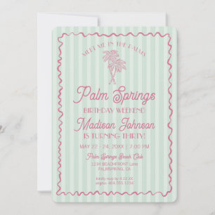 Invitation Green Palm Springs Pastel Beach Anniversaire Week-
