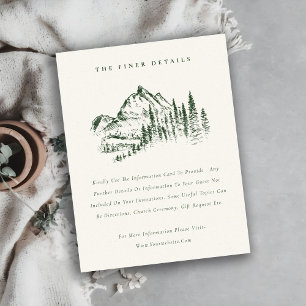 Invitation Green Pine Woods Mountain Sketch Détails sur le Ma