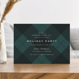 Invitation Green Plaid Business ou Corporate Holiday Party
