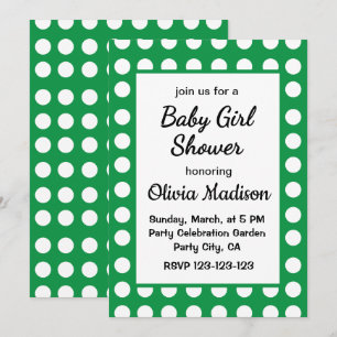 Invitation Green Polka Dot Mère À Être Mignonne Bébé Fille Do