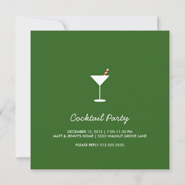 Invitation Green pour la fête de cocktails Swizzle (Devant)