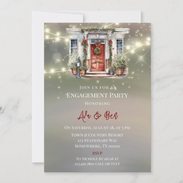 Invitation Green Red Berry Décor Porte Light (Devant)