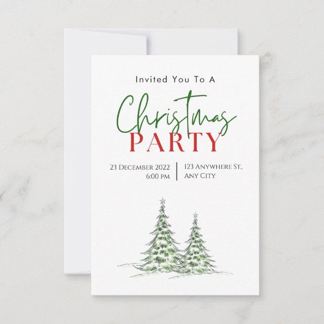 Invitation Green Red Modern Christmas (Devant)