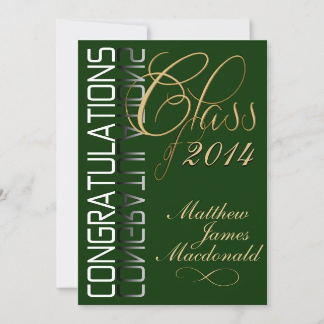 Invitation Green Reflection Fête de graduation formelle (Devant)