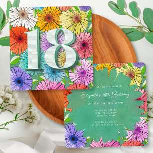 Invitation Green Rustic Floral Printemps 18e fête d'anniversa