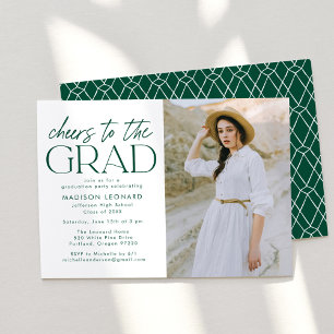 Invitation Green Salutations à la Grad Photo Graduation Par