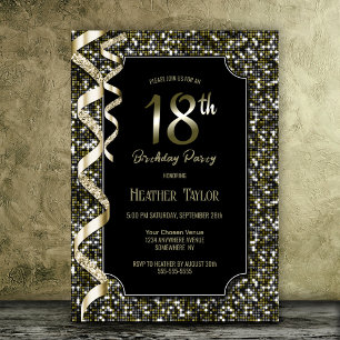 Invitation Green Sequins 18e fête d'anniversaire