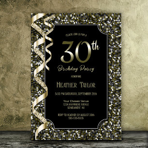 Invitation Green Sequins 30e fête d'anniversaire