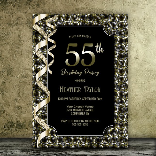 Invitation Green Sequins 55e fête d'anniversaire (Créateur téléchargé)