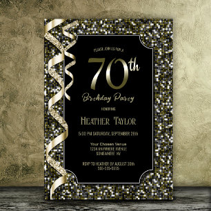 Invitation Green Sequins 70e fête d'anniversaire