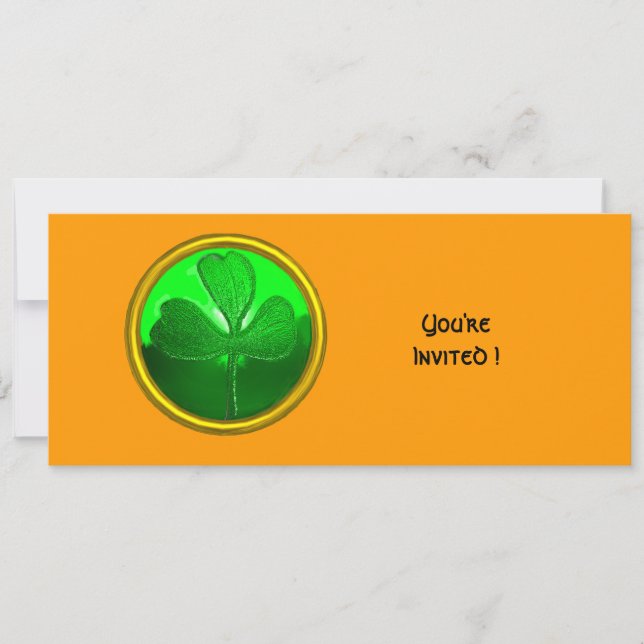 INVITATION GREEN SHAMROCK GEMSTONE, FÊTE DE LA JOURNÉE DE ST  (Devant)