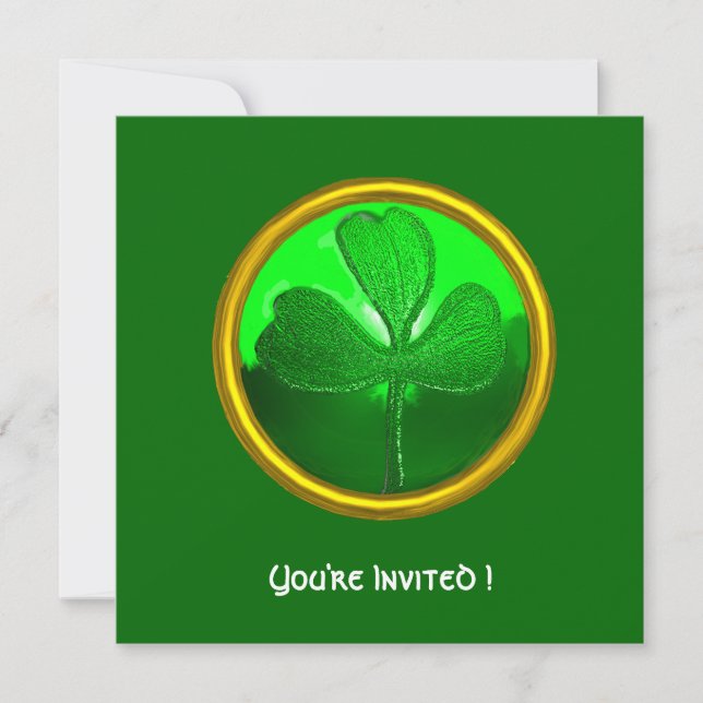 INVITATION GREEN SHAMROCK GEMSTONE, FÊTE DE LA JOURNÉE DE ST  (Devant)