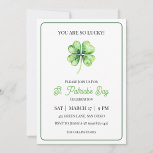 Invitation Green Shamrock Luck Simple St. Patrick's Day Party
