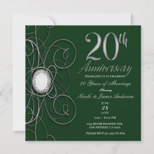 Invitation Green & Silver Diamond 20 20ème anniversaire