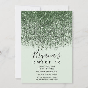 Invitation Green Sparkly Parties scintillant Sweet 16 fête d'