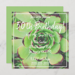 Invitation Green Succulent Photo 50e anniversaire