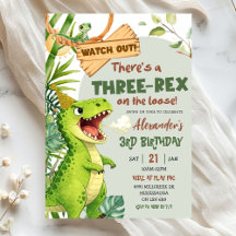 Green Three Rex On The Loose Third Birthday
