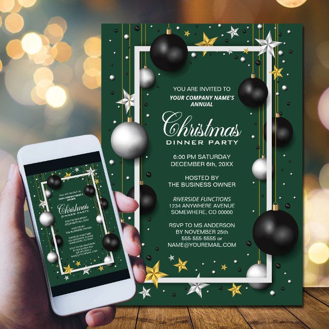 Invitation Green Tree Ornamy Dîner de Noël d'entreprise (Créateur téléchargé)