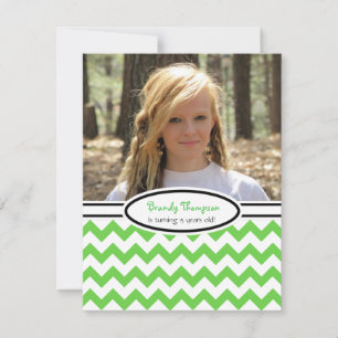 Invitation Green & White Chevron : Image:Invitation de la fêt