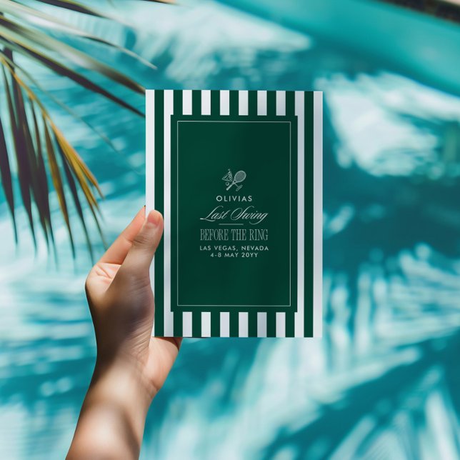 Invitation Green & White Striped Last Swing Before the Ring (Créateur téléchargé)