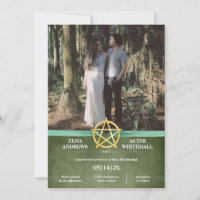 Green Wiccan Vintage Gold Pentacle Handfasting