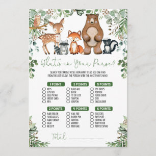 Invitation Green Woodland Ce qui est dans votre sac à main Ga