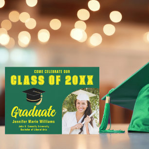 Invitation Green Yellow Graduate Photo 2025 Graduation Party