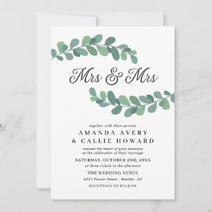 Invitation Greenery Branches Mme & Mme Mariage