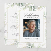 Greenery "Celebration of Life" Photo Funeral  