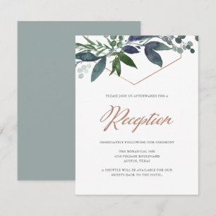 Invitation Greenery Geo   Réception de mariage en rose gold
