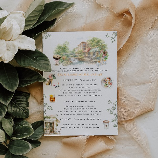 Invitation Greenville SC Bachelorette Weekend Itinerary (Créateur téléchargé)