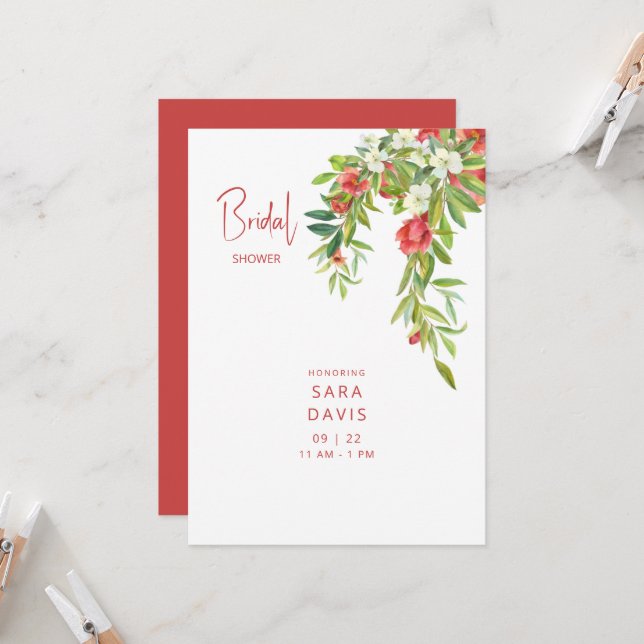 Invitation Grenade colorée Mariée rouge toscane (Devant/Arrière en situation)