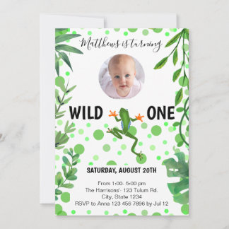 Invitation Grenouille 1er anniversaire fête verte mignonette