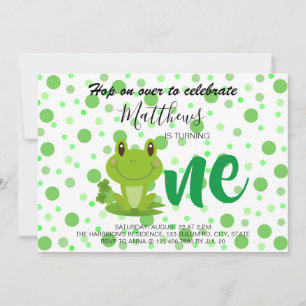 Invitation Grenouille 1er anniversaire points de fête Invitat
