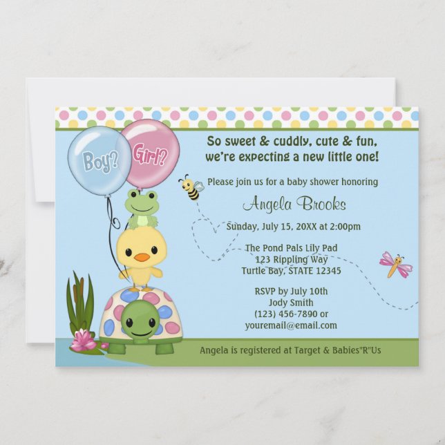 Invitation Grenouille #2 d'invitation de baby shower de (Devant)