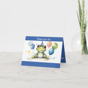 Invitation Grenouille d'anniversaire avec ballons