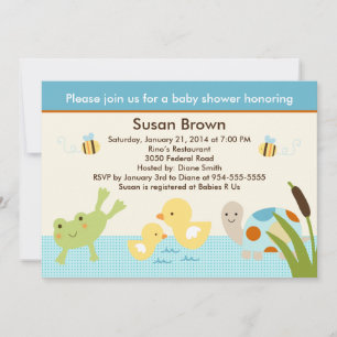 Invitation Grenouille dans l'étang/Baby shower tortue Invitat