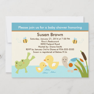 Invitation Grenouille dans l'étang/Baby shower tortue Invitat