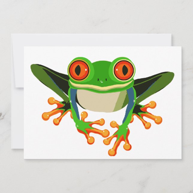 Invitation Grenouille d'arbre colorée (Devant)