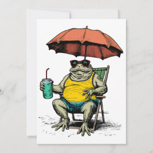 Invitation Grenouille drôle sur la plage