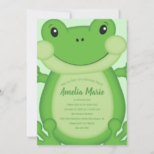 Invitation Grenouille fête d'anniversaire Vert