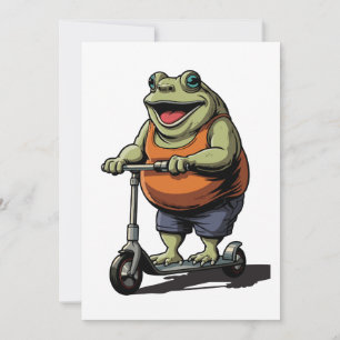 Invitation Grenouille Joufflue Drôle à Trottinette Dessin Ani