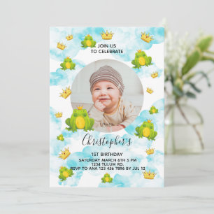 Invitation Grenouille Prince 1er anniversaire