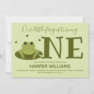 Invitation Grenouille transformant un animal vert premier ann