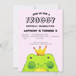 Invitation Grenouille verte mignonne simple moderne abstraite