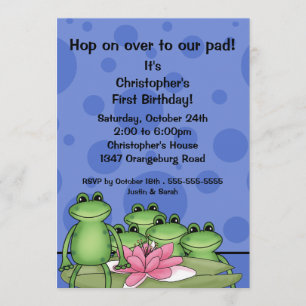 Invitation Grenouilles mûres sur Lily Pad 1er anniversaire
